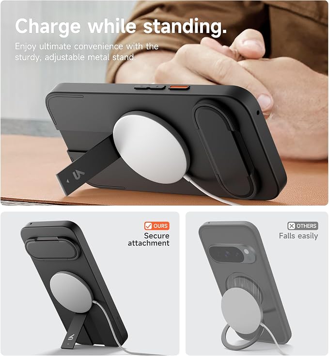 SURITCH for Google Pixel 10/10 Pro Phone Case, Compatible with MagSafe, Protective Cover with Camera Cover & Adjustable Metal Kickstand for Pixel 10/10 Pro 2025 -Black - Image 6