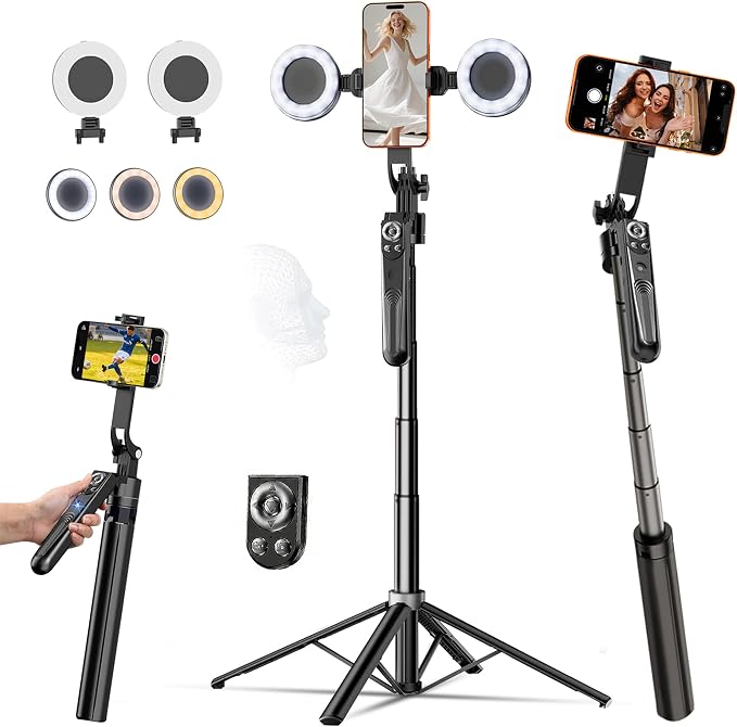 Auto Face Tracking Tripod for iPhone with Light and Remote Phone Stand | 360 Rotation Tripod that Follows Your Movement, No App, 71" Selfie Stick for Content Creator Vlog TikTok Live Stream by PerfectforYourLife