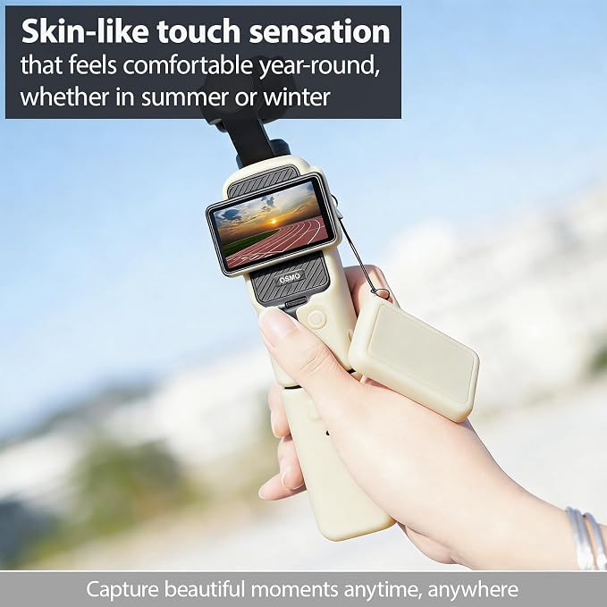 Case for DJI Osmo Pocket 3/Xtra Muse Camera, Soft Silicone Protective Case, Anti-Scratch, Slim Fit Skin with mic Cover and Screen Protector Accessories for Osmo Pocket 3/Xtra Muse (Beige) - Image 3