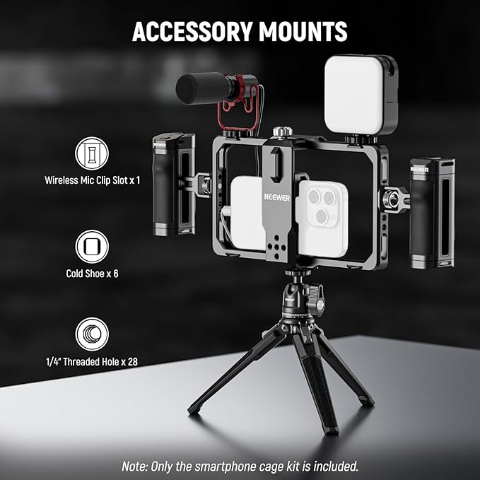 NEEWER Universal Phone Cage Video Rig with Bluetooth Shutter Side Handle | Comfort Grips Smartphone Stabilizer for Video Recording, Compatible with iPhone 16 15 Pro Max 15 Pro Galaxy S24 Ultra, PA009E - Image 2