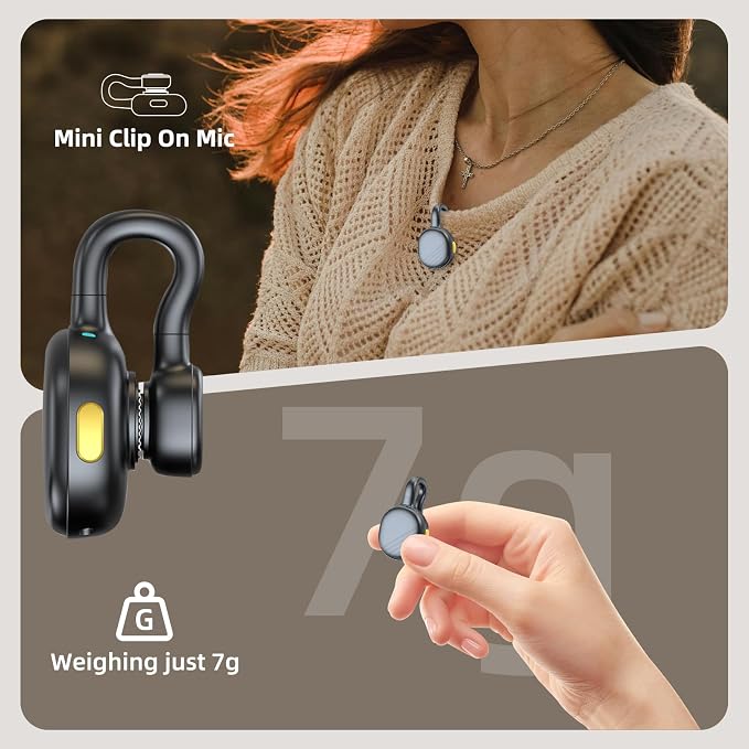 Wireless Mini Microphone for Android, Clip On Mic with Charging Case | 7H Battery Life, Noise Canceling Lapel Microphone for Content Creators Video Recording Vlogging, YouTube - Image 2