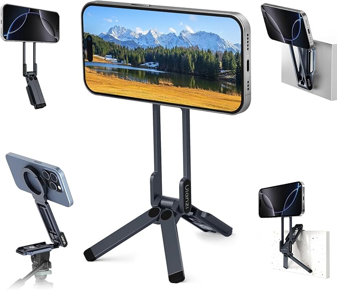 ULANZI MA38 Magnetic Phone Tripod for iPhone, Phone Holder for iPhone 17 | N52 Magnet, Back Magnet Base, Arca QR Base, Foldable Hook w 1/4'' Screw for Tripod Selfie Gym Travel Essentials Accessories by ulanzi