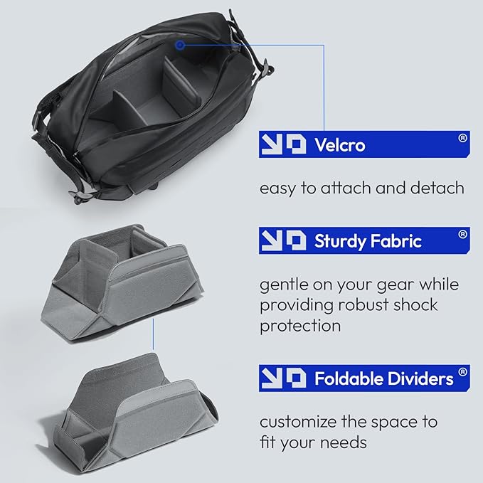 ULANZI 9L Camera Sling Bag, Water-Resistant Camera Case with Tripod Holder | DSLR/SLR/Mirrorless Camera Bags Crossbody for Photographers Video Photo Live Pov Vlog Photography Accessories- Black - Image 2