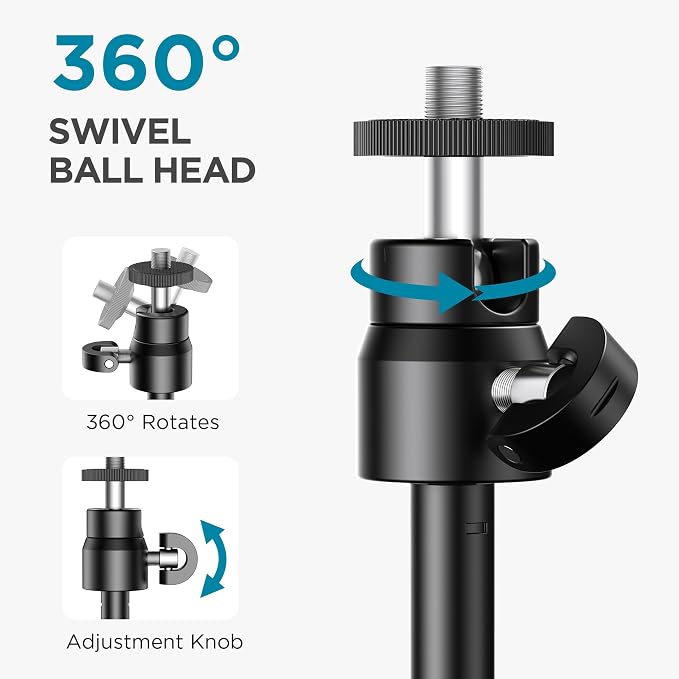 InnoGear Webcam Tripod, Extendable Webcam Stand for Desk with Phone Holder | for Logitech C922 C930e C920S C920 C615 C960 C920x BRIO 4K NexiGo N60, Crisy, Jitter-Free Video, Adjustable Height and Angle - Image 4