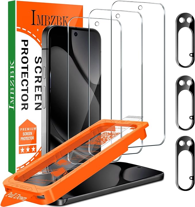 IMBZBK Screen Protector for Google Pixel 10 Pro XL, Tempered Glass,3+3 Pack | 9H+ Hardness, Military Grade Shatterproof, Case Friendly, Bubble Free Auto-Dust Removal, with 3 Camera Lens Protectors by IMBZBK