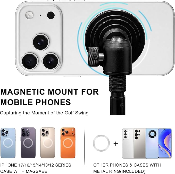 Golf Tripod & Monopod, Magnetic Mount and Adjustable Stick for Golf Swing | 9–59" Adjustable Height to Capture Every Swing Angle, Easy to install, Portable, Compatible with Phones or Cameras - Image 5