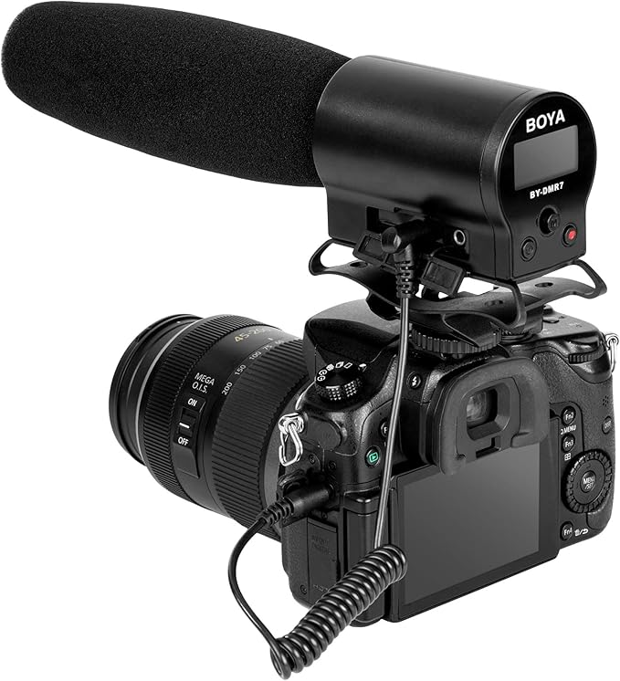 BOYA BY-DMR7 On-Camera Shotgun Microphone with Integrated Flash Recorder & Headphone Output - Image 6