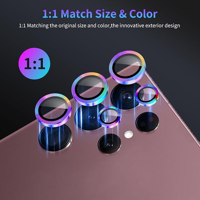 Camera Lens Protector for Samsung Galaxy S22 Ultra,1 Pack | Tempered Metal Glass Camera Cover, HD Clear Anti-Scratch Lens Screen Protector Film,Case Friendly,Colorful Titanium - Image 5