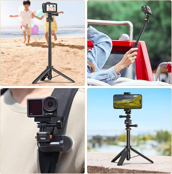 VRIG Mini Quick Release Base Mount for Action Camera, Magnetic Tripod Mount Adapter Compatible with DJI OSMO Action 5Pro/4/3,Go-Pro Hero 13/12/11/10, Akaso, Insta360 (Magnetic Accessories) - Image 6