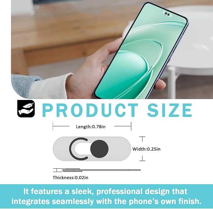 Front Camera Cover Compatible for Android Phones/Pixel/Galaxy/iPad-Black | Webcam Blocker for Single Front Camera, Privacy Slider Protects Your Phone Security - Image 2