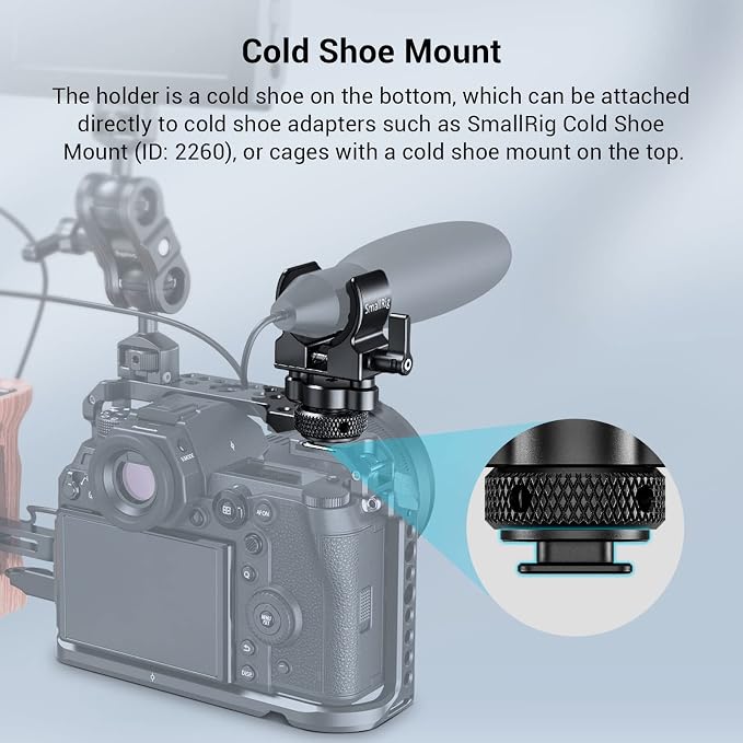SmallRig Shotgun Microphone Holder (Cold Shoe), Built-in Soft Silicone, Bumps and Noises Absorption BSM2352 - Image 4