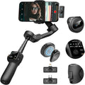 AOCHUAN 3-Axis Gimbal Stabilizer for iPhone with Lavalier Mic(V8 Mic Kit) | Phone Gimbal with Lavalier Microphone, 7.8" Extension Pole, and Oled Display for Youtube, Tiktok Vlogging, Video Recording by AOCHUAN