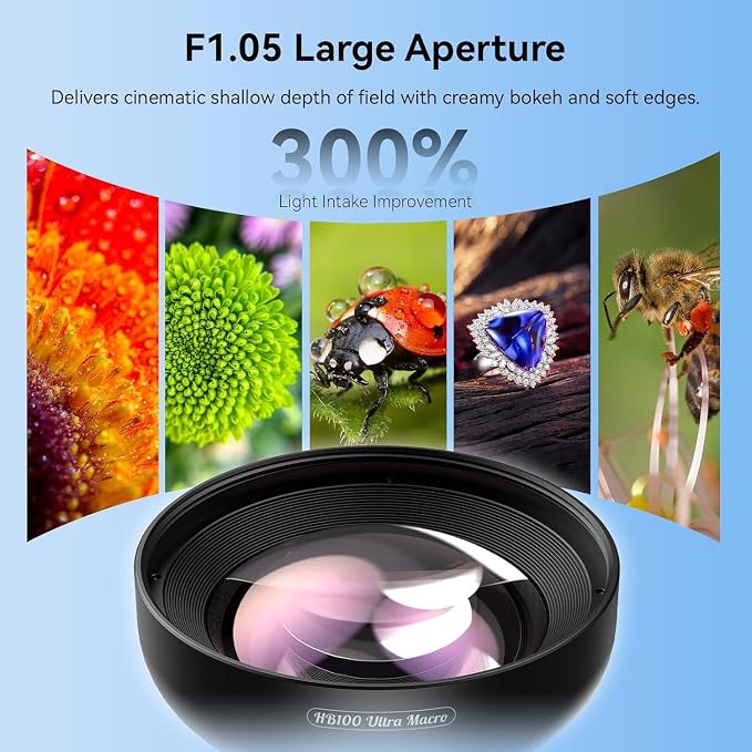 Upgraded Professional Macro Lens for Smartphone, HB100U Macro Photography Lens for iPhone, Aluminum Phone Camera Lens Kit with Universal Clip. Phone Lens Attachment Fit for iPhone, Android Phone. - Image 5