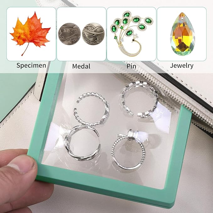 20 Pcs Floating Frame Case with Stands, 3.5X 3.5 x 0.8 inch, Challenge Coin Display,Transparent PE Jewelry Storage Box, Floating Display Holder Stands for Antique Challenge Coins colourA - Image 6