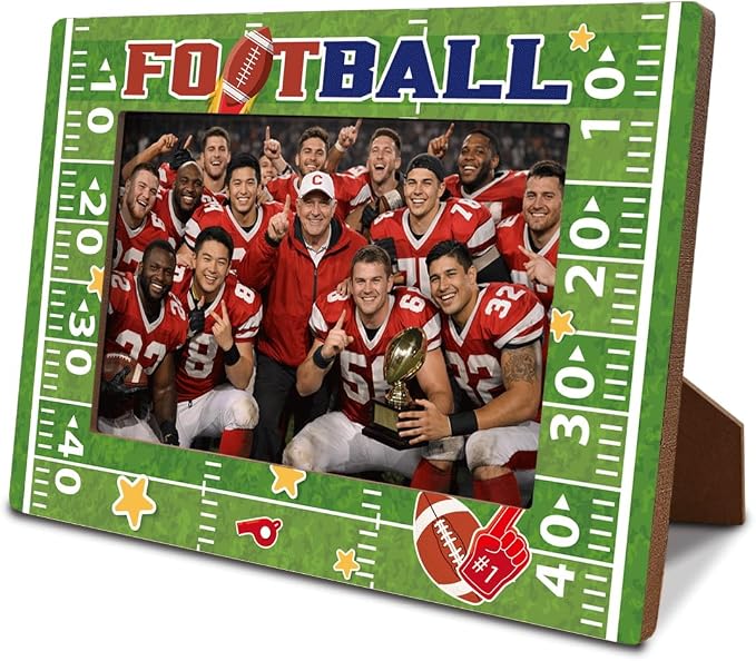Football Picture Frame, Sports Theme Photo Frame for 4x6 Inches Photograph, Tabletop Display Frames for Team Player Coach, Gift to Sports Fans Friends, Home Decor Accessories by Unknown