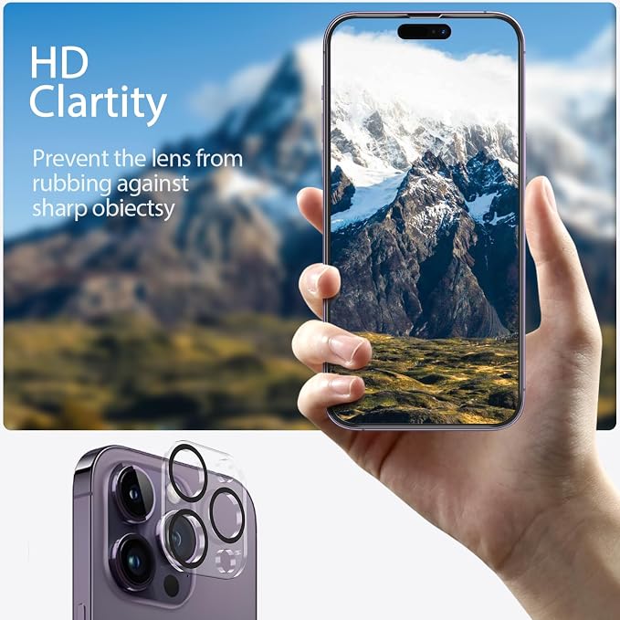 3 Pack Privacy Screen Protector for iPhone 14 Pro Max+3 Pack Camera Lens Protector with Tempered Glass, Touch Sensitive and Case Friendly - Image 8