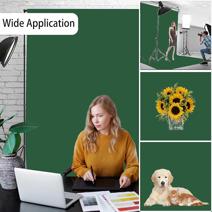 Dark Green Photography Backdrop for Photoshoot, Fabric 6x9ft | Versatile Studio Photo Backgrounds, Non Reflective, Easy to Use, for Portraits, Product, Party, Video Creation - Image 2