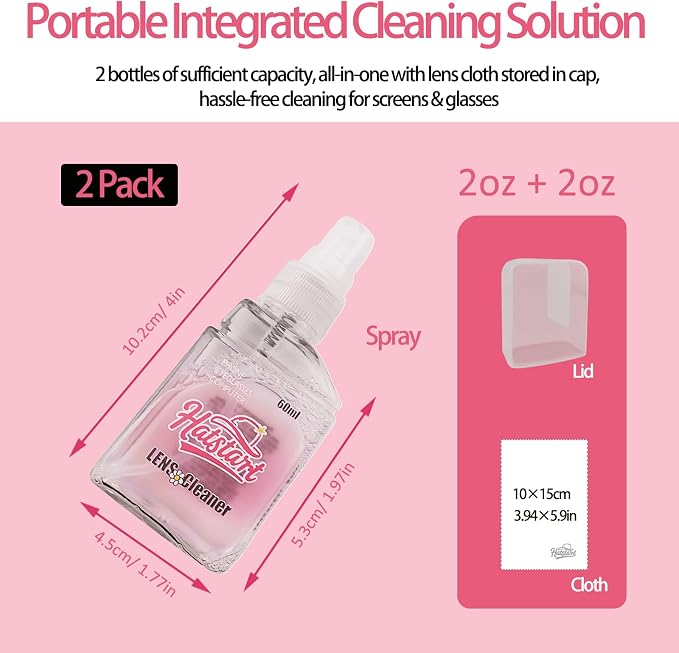 2 Pack Electronic Screen Cleaner Spray, Hatstart Cell Phone Touch Screens Cleaning for TV Laptop Computer Tablet PC LCD Flat Screens and Car Display, Compatible with iPhone iPad MacBook Pro, Pink - Image 3