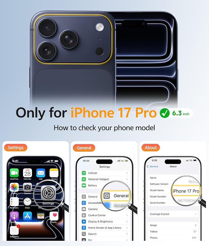FNTCASE for iPhone 17 Pro Case, Fit for Magsafe, Screen Protector | Full Camera Protection, Translucent Matte, 14FT Military Grade Drop Proof, Shockproof Protective Phone Cover, Black Circle - Image 2