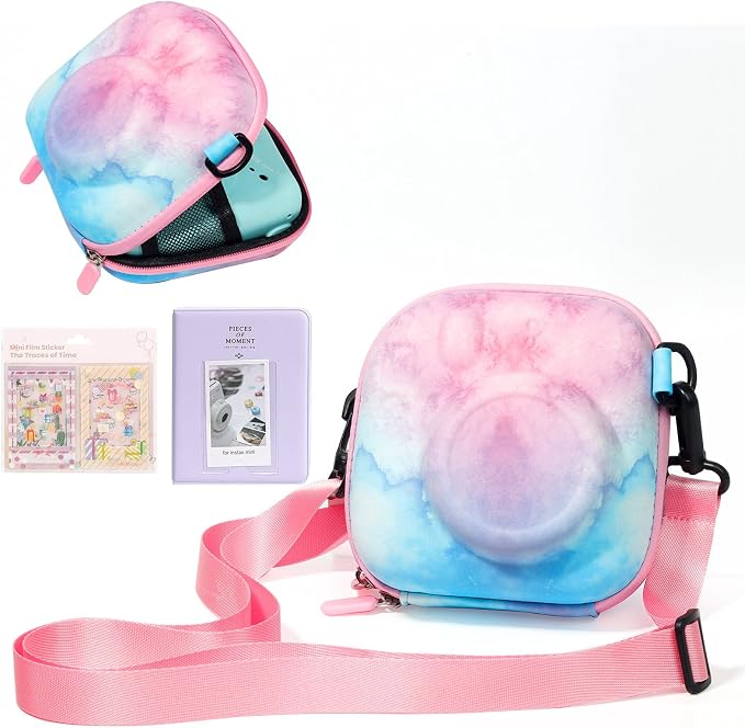 Mini Kit for Fujifilm Instax Mini Instant Camera, Blue Pink Pastel | Fits for Instax Mini 13/12/11/41/SE/EVO Camera, Universal Mini Camera Bag, with 64 Photo Album, DIY Stickers, No Camera by wogozan