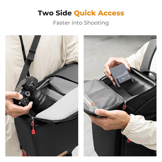 K&F CONCEPT Camera Backpack, 22L Expandable Camera Bag with Rain Cover | with Tripod Holder & 15.6in Laptop Compartment, Quick Access & Water Resistant for Canon/Nikon/Sony/DJI/DSLR Mirrorless, B06 - Image 3