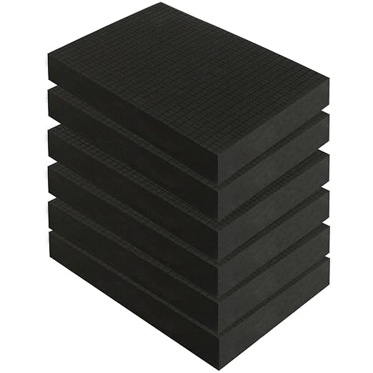 6 Pack Gun Case Foam - 16x12x2 Inch Pick and Pluck Foam Inserts for Cases | Customizable, Black High Density Polyurethane Packaging Sheet Padding for Craft, Cameras, Toolboxes and Guns Storage by GUNTECHKIT