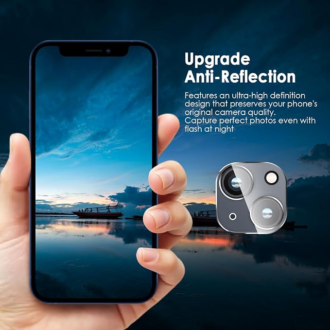 FanTEK Camera Lens Protector Compatible with iPhone 14/14 Plus, 9H Tempered Glass Camera Screen Cover, Ultra HD Clear Acrylic Full Coverage Guard, Case Friendly - Image 5