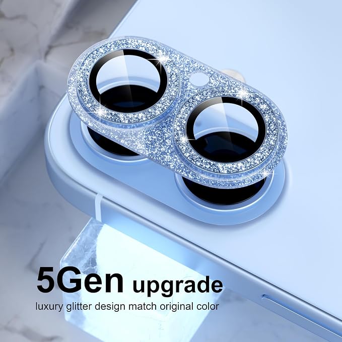 Choiche for iPhone 17 Camera Lens Protector, Glitter-Mist Blue | Bling Metal Camera Cover with 9H Tempered Glass Lens Screen Protector Accessories, Strong Adsorption, Case-Friendly - Image 7