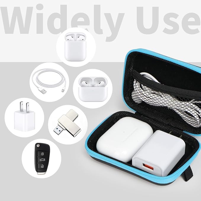 5 Pack Earbud Case Storage Bag with Carabiner, Rectangle | Portable EVA Carrying Case, For Wired/Wireless Headphones, SD Card Storage, Camera Chip - Image 3