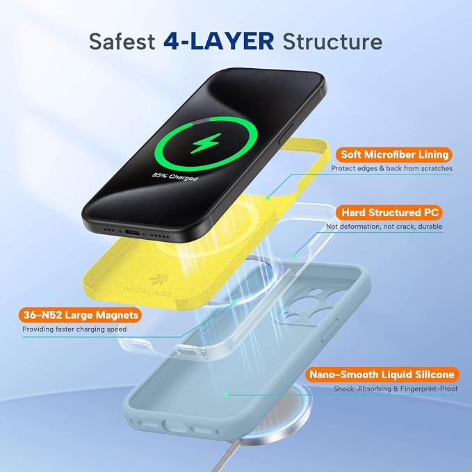 Miracase Magnetic for iPhone 15 Pro Case, Silicone, Soft Microfiber Lining - Image 3