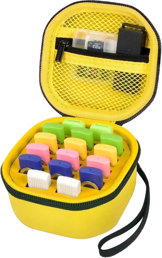 Comecase USB Flash Drive Case, Holds 16 USB Drives with Mesh Pocket | Hard Shell and Pre-Cut Foam Cushion Drives from Drops; Hand Strap Ease Work and Travel, Yellow, Medium, Case Only by COMECASE