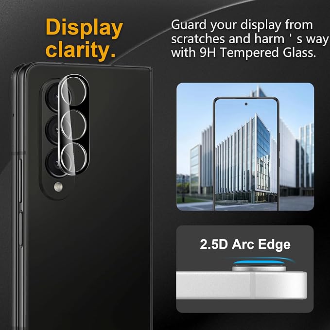 3 Pack Camera Lens Protector for Samsung Galaxy Z Fold 4 | Tempered Glass,Anti-Fingerprint,9H Hardness,Scratch Resistant,Easy to Install,Bubble Free,HD Clarity - Image 2