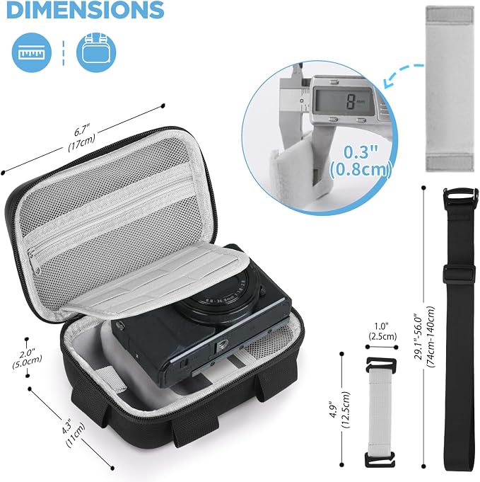 TAAOKA Digital Camera Case, Protective & Lightweight Camera Case with 3 Carrying Ways, Waterproof & Shockproof Small Camera Bag for Power Shot/Sony DSCW800/DSCW830 - Black - Image 6