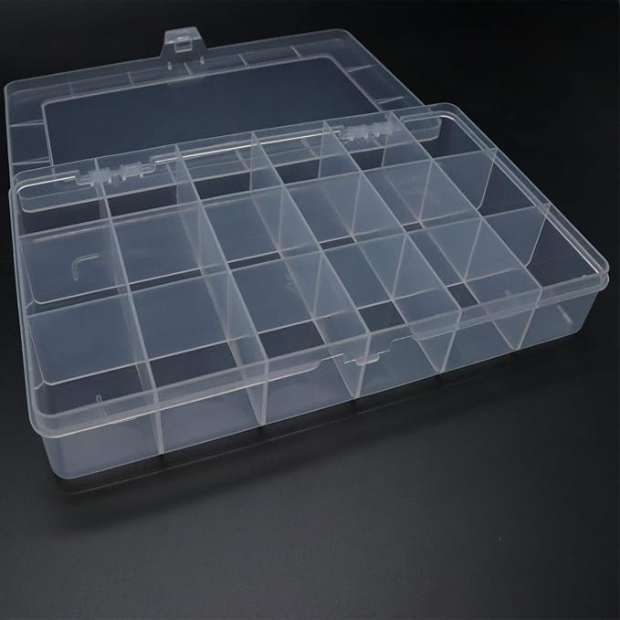 Xiaoyztan 18-Grid Clear Plastic Organizer for Jewelry Beads 2Pcs | 18-grid clear organizer for jewelry, beads, tackle, and small parts - Image 3