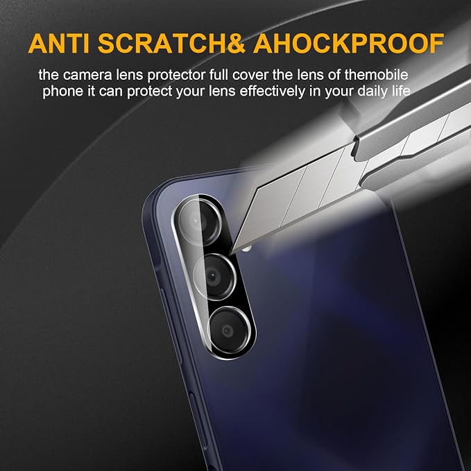 3 Pack Camera Lens Protector for Samsung Galaxy A15 5G | Tempered Glass,Anti-Fingerprint,9H Hardness,Scratch Resistant,Easy to Install,Bubble Free,HD Clarity - Image 4