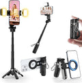 CloudValley Upgraded Magnetic Mini Selfie Stick Tripod with 2 Fill Lights, 4-in-1 Pocket Size Phone Tripod with 360° Rotation, Rechargeable Bluetooth Remote, Foldable Grip for iPhone Vlog Photo Video by CloudValley