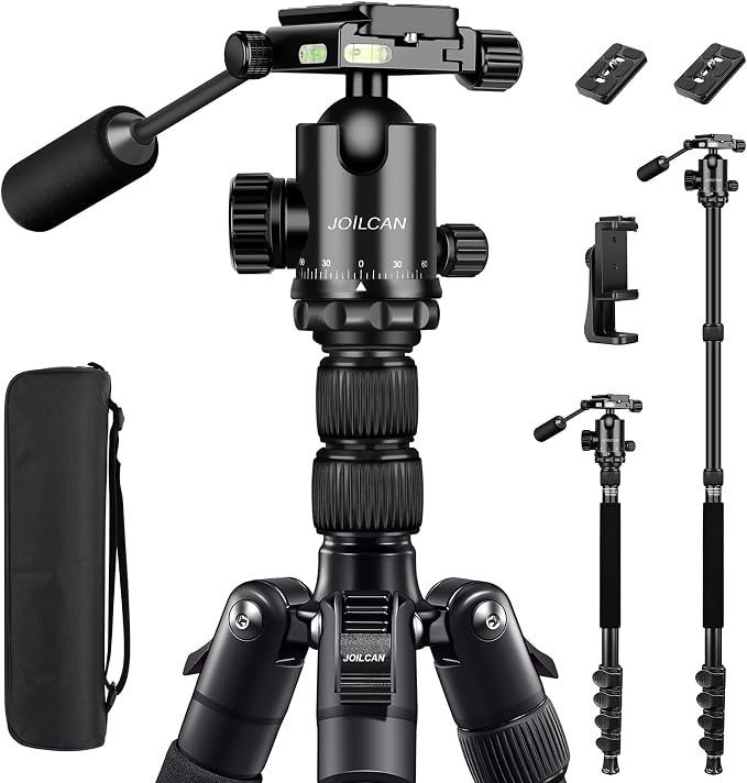 83" Camera Tripod, Aluminum Tripod Monopod for DSLR Phone | Heavy Duty Travel Tripod for Spotting Scope Binoculars Telescope Camcorder, 360° Ball Head, Max Load 35lb by Victiv