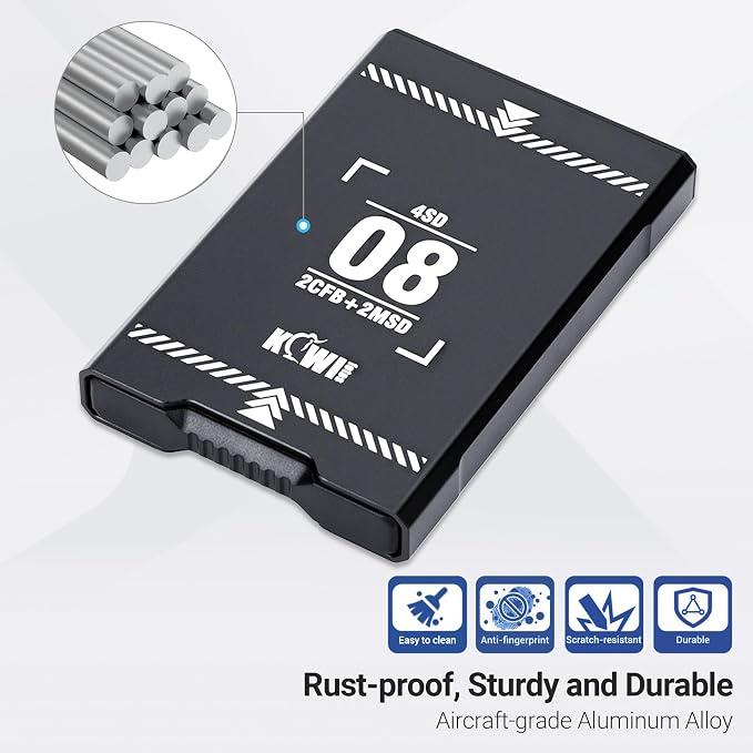 8 Slots Pop-Up Memory Card Holder SD CFexpress Type-B XQD Case | Stores 4 SD, 2 Micro SD, 2 CFexpress Type-B/XQD cards with shockproof EVA foam slots, pop-up push design - Image 7