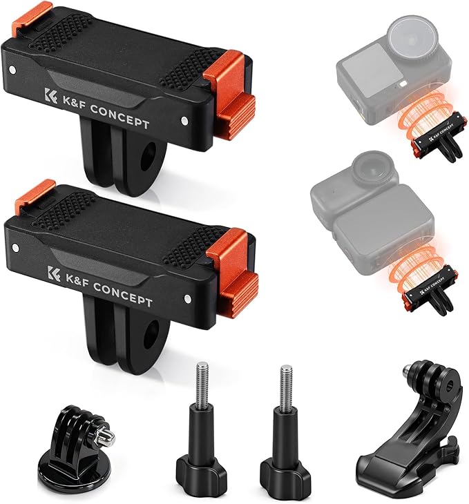 K&F CONCEPT 2 Pack Magnetic Adapter Mount for DJI Osmo Nano/Osmo Action 6 | Quick Release Extension Base Bracket with 1/4" Adapter/Quick-Release Buckle for Tripod, Action Camera Vlog Accessories PP09 by KFCONCEPT