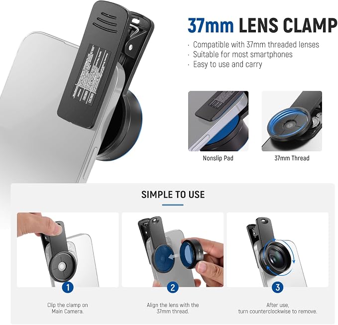 NEEWER Basics 15x Macro Phone Lens Kit with 37mm Lens Clamp, HD Camera Accessories Compatible with iPhone Samsung Android Smartphone, LS-69 - Image 6