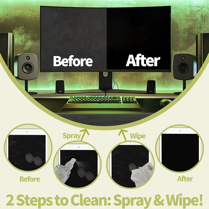 2 Pcs Car Screen Cleaner Accessories, Hatstart Electronic Touch Screens Cleaning Kit for LCD Display TV Laptop Computer Tablet PC Flat Screens, Works with iPhone iPad MacBook Pro, Yellow - Image 2