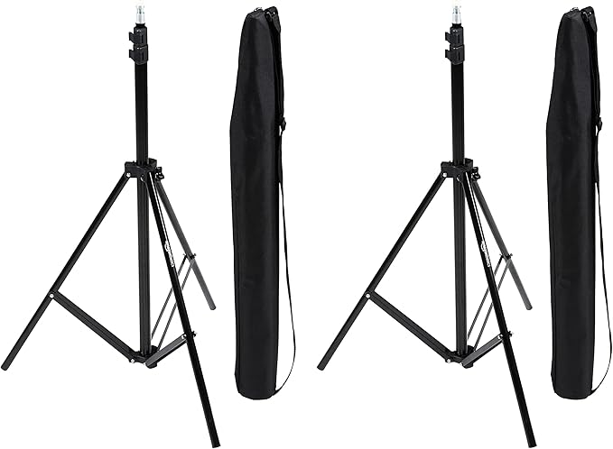 Amazon Basics Portable Aluminum Photography Light Stand Tripod with Case, Adjustable 2.8-6.7 Feet, Pack of 2, Black by AmazonBasics