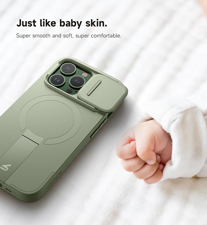 SURITCH for iPhone 13 Pro Case with Magnetic Camera Slide Cover and Adjustable Kickstand, Compatible with MagSafe, Shockproof Bumper Case Slim Protective Cover for iPhone 13 Pro 6.1 Inch, Green - Image 6