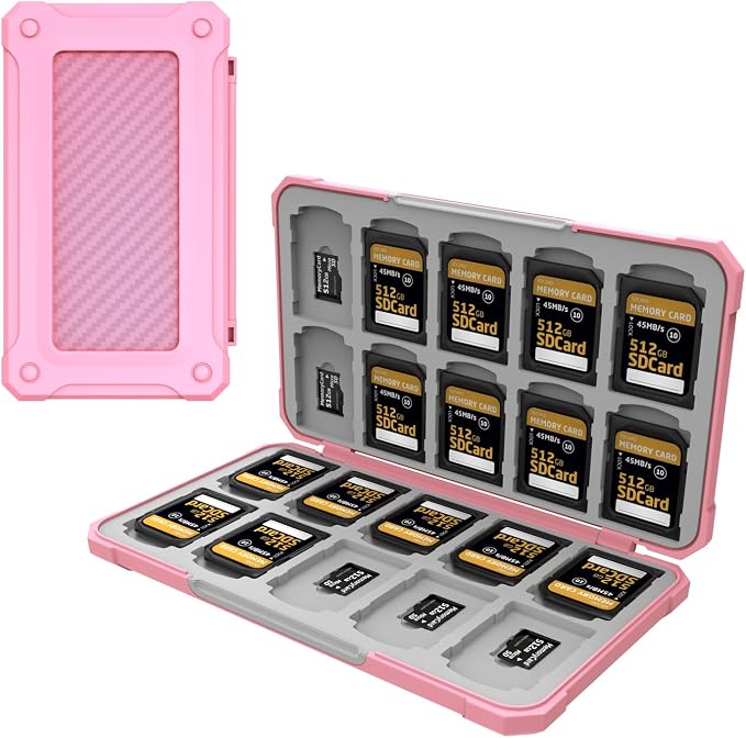 Memory Card Case with 40 Card Slots for SD and Micro SD Cards | Portable SD Card Holder, Hard ABS Shell with Soft Silicone Lining, Precise Card Slots,Magnetic Closure for daily travel by Anyskill