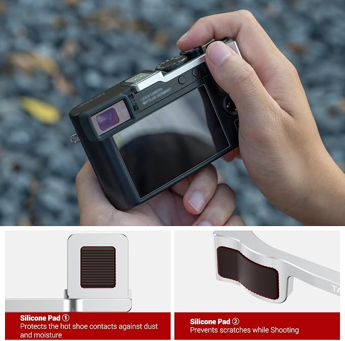DLUX8 Thumb Grip with the Bottom of Silicone Hot Shoe Protective Pad-Silver | Aluminum Alloy DLUX8 Thumb Grip with Hot Shoe Cover Protector Thumb Rest Support Holder, Not Affect The Use of Camera Buttons - Image 4