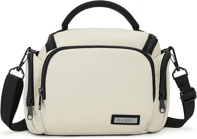 G-raphy Camera Bag Case Compact Lightweight Shoulder Crossbody Sling Photography Bags for Nikon Canon Sony DSLR SLR Mirrorless with Removal Straps (Beige) by G-raphy