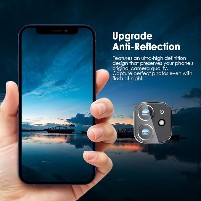 FanTEK Camera Lens Protector Compatible with iPhone 12, 9H Tempered Glass Camera Screen Cover, Ultra HD Clear Acrylic Full Coverage Guard, Case Friendly - Image 5
