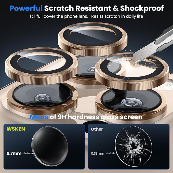 WSKEN for iPhone 16 Pro/iPhone 16 Pro Max Camera Lens Protector | Original Shooting Mode, Individual Metal Cover Film, Shatterproof HD Tempered Glass Camera Screen Protector, Desert - Image 3
