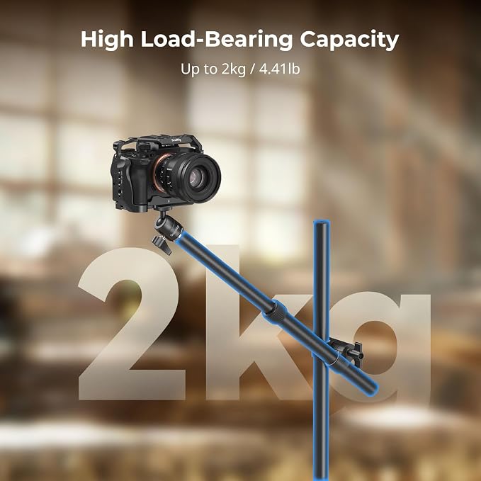 SMALLRIG Camera Desk Mount, Overhead Camera Arm Stand for Desk with 360° Ball Head,for DSLR Cameras, Cell Phones, Lights, Microphones | with 360° Ball Head, Adjustable Height, 1/4"-20 Screw and 3/8"-16 Hole for DSLR Cameras, Phones, LED Lights, Microph... - Image 4