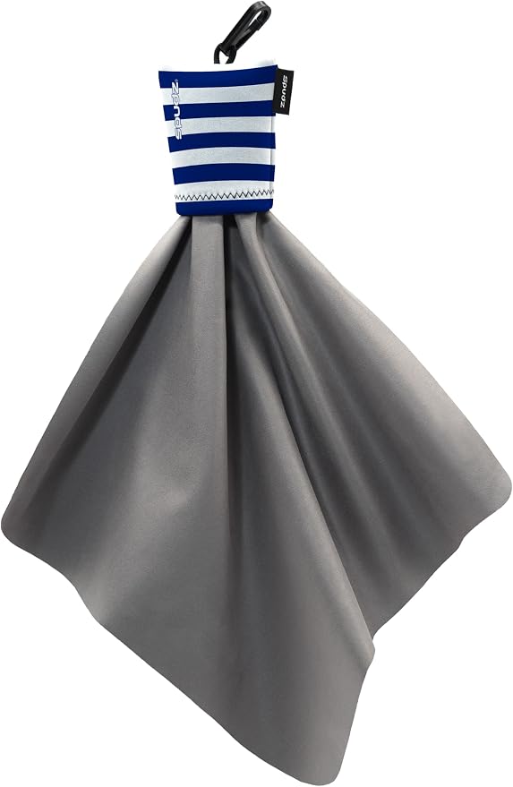 Classic Microfiber Lens Cleaner – Clip-On Pouch, Washable – for Binoculars, Scopes, Glasses, Screens | Classic | Nautical Stripes, 10 x 10 Inch by SPUDZ